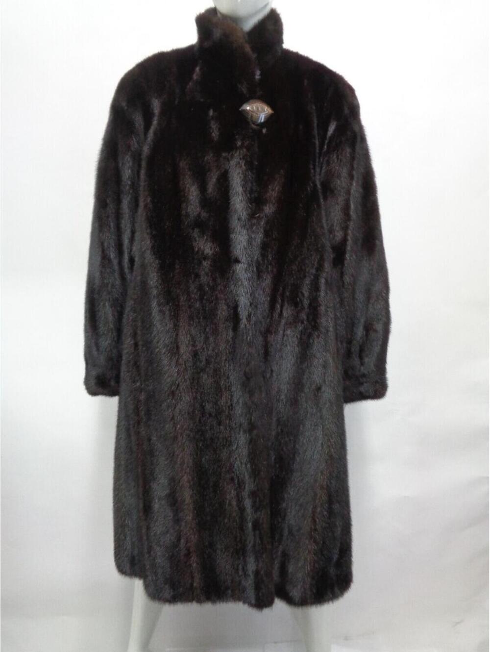 EXCELLENT CANADIAN DARK RANCH MINK FUR COAT JACKET WOMEN WOMAN SIZE 12-14 L-XL